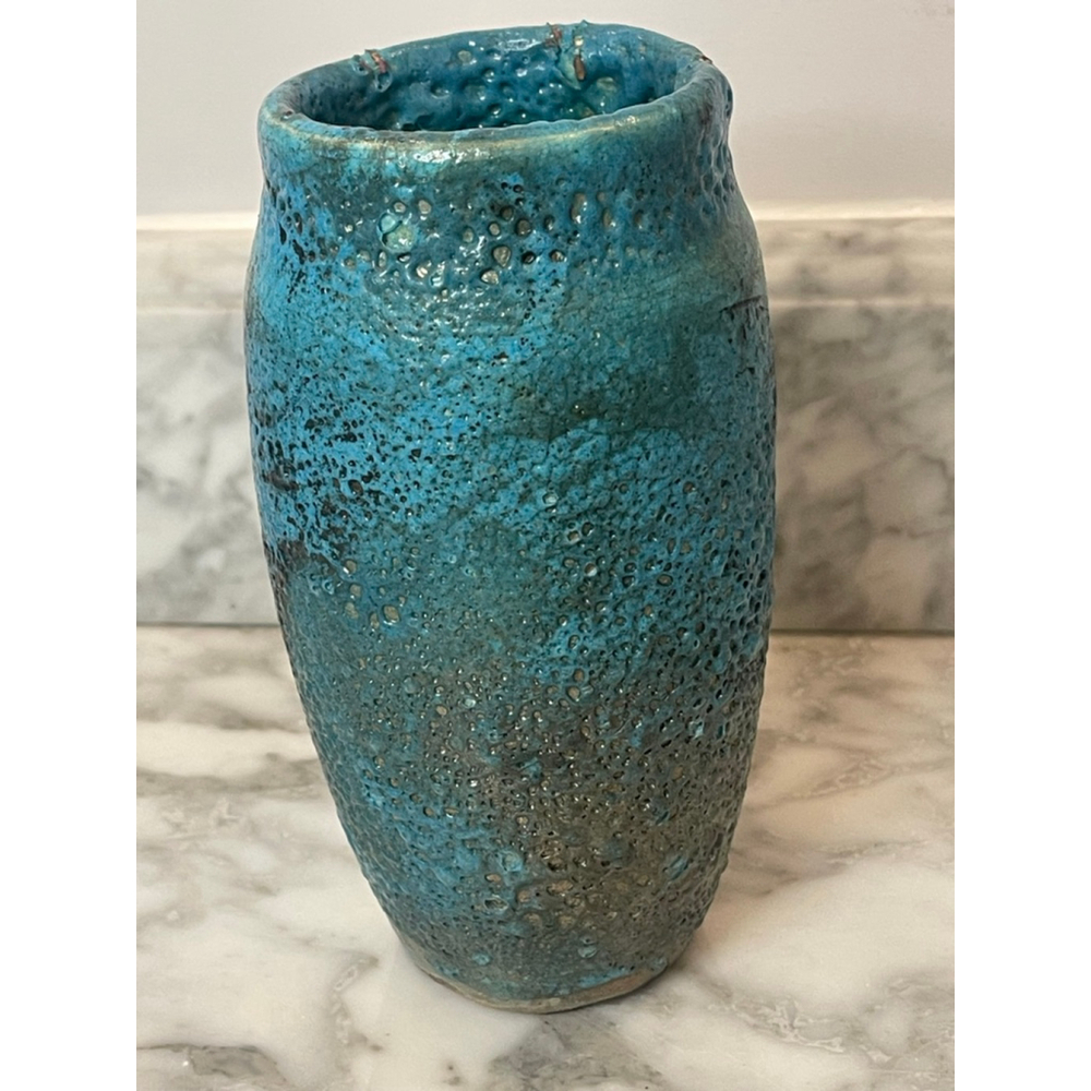 1989 Signed Studio Pottery Vase “Presence” by Czyzeuwski Teal Crater Glaze - Picture 7 of 10